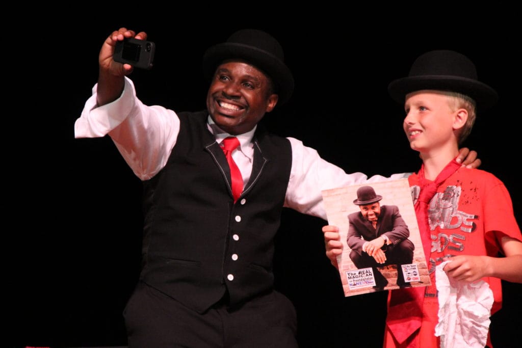 Indianapolis birthday party magician Jamahl Keyes performing for kids and families.