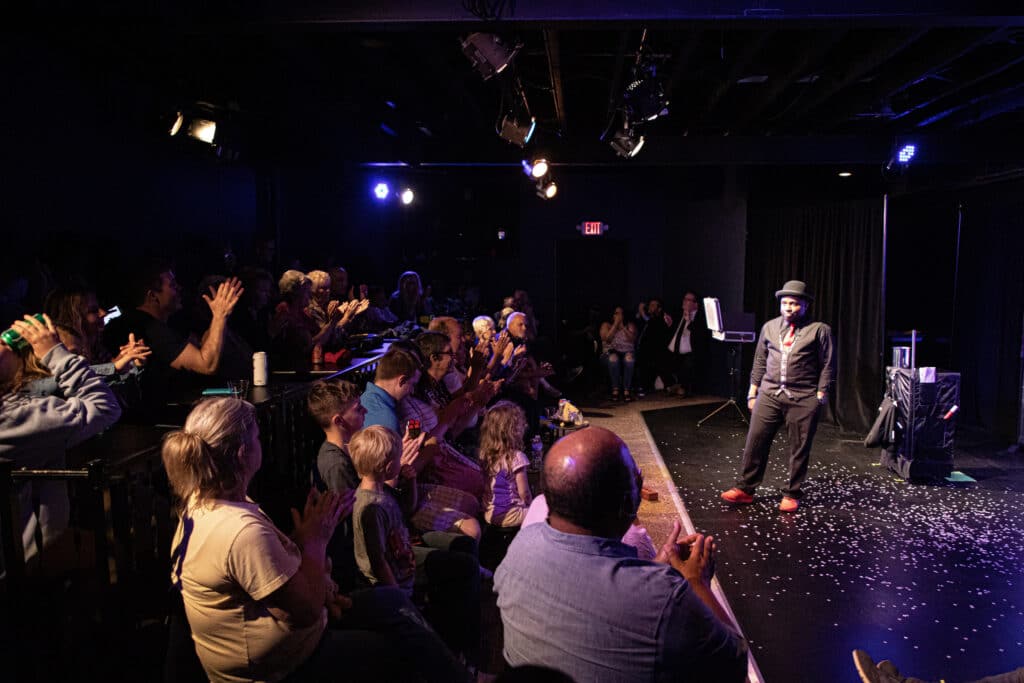Jamahl Keyes performing at the District Theatre Downtown Indianapolis.