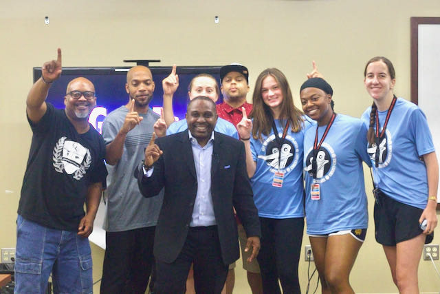Motivational Youth Speaker Jamahl Keyes posing for a photo after delivering an inspiring keynote presentation at the Kroc Center in South Bend, Indiana.