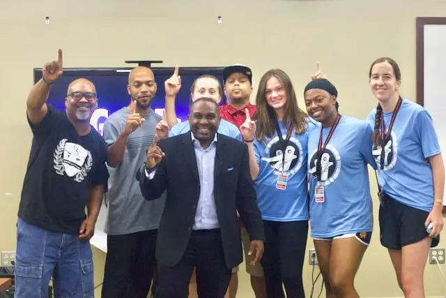 Motivational Youth Speaker Jamahl Keyes posing for a photo after delivering an inspiring keynote presentation at the Kroc Center in South Bend, Indiana.