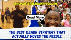 Jamahl Keyes, The Magic Motivator, engaging Indianapolis students during a high-energy school assembly focused on ILEARN preparation and test-taking confidence.