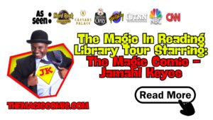 Professional promotional portrait of comedy magician and school assembly entertainer Jamahl Keyes smiling.